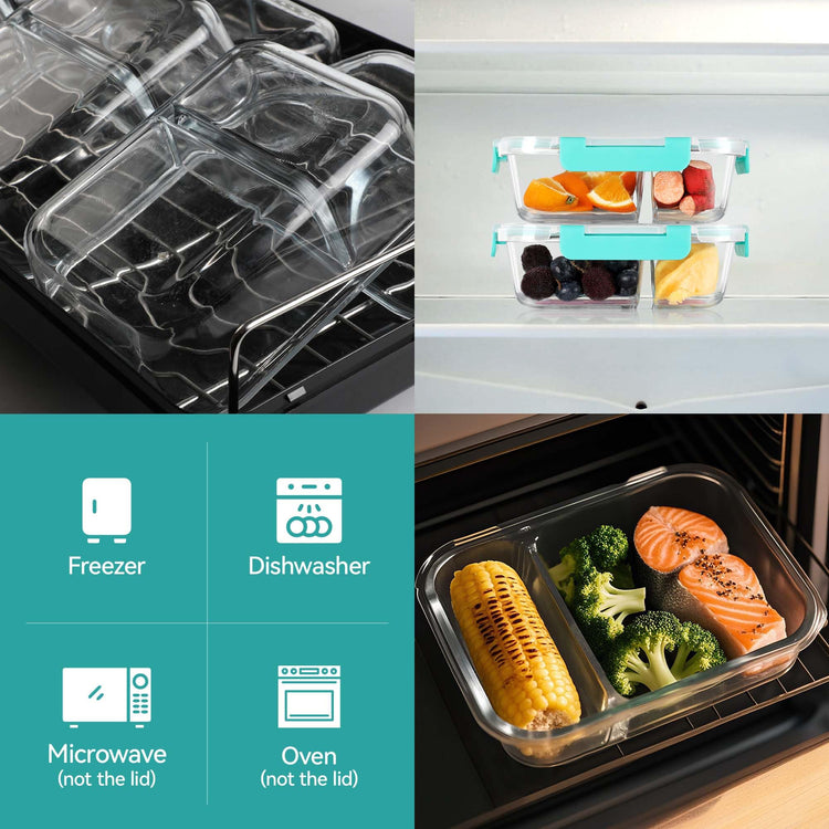 5 Pack 35 Oz Glass Meal Prep Containers 2 Compartments (5 Count)