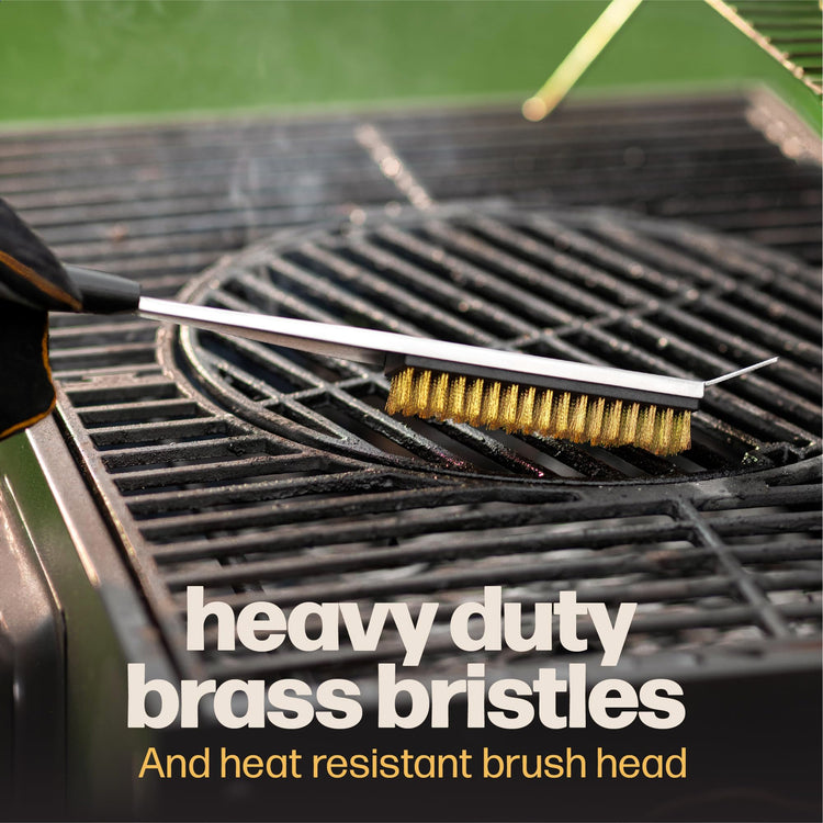 2-in-1 Pizza Oven Brush & Scraper | Dual-Purpose Pizza Stone Brush Scraper with Stainless Steel Head | Outdoor Oven Cleaning Accessories, Stone Cleaner, Essential Cooking Tools