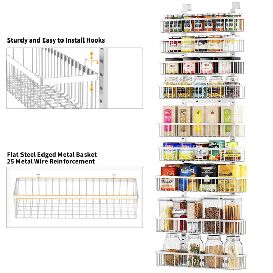 9 Tier White Over The Door Pantry Organizer