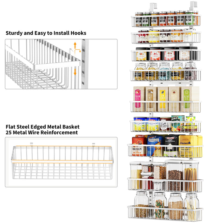 9 Tier White Over The Door Pantry Organizer