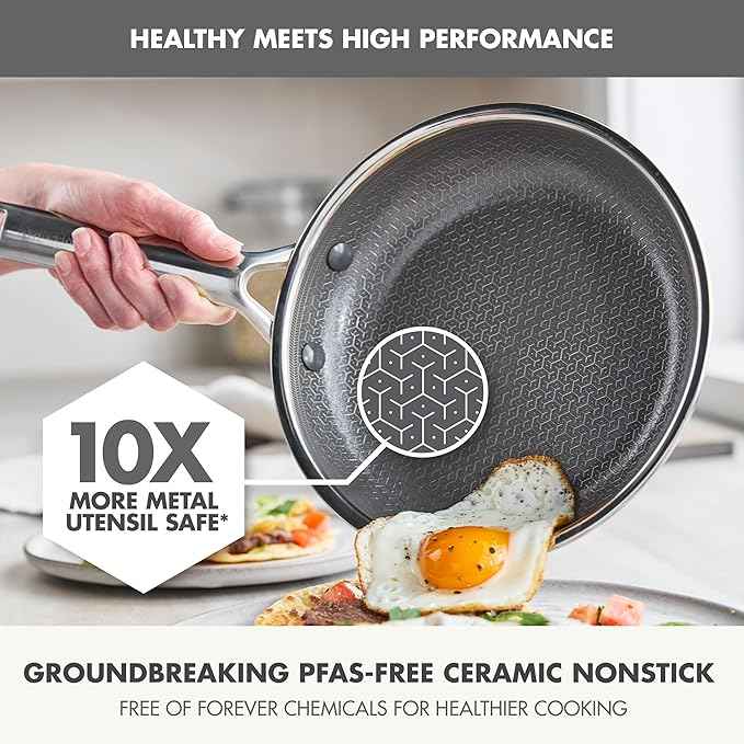 GreenPan Hybrid 9.5” & 11” Nonstick Stainless Steel Frying Pan Set, APEX Tri-Ply Thermobond PFAS-Free Ceramic Skillets, Induction & All Cooktop Compatible, Oven Temp to 850°F, Dishwasher Safe, Silver