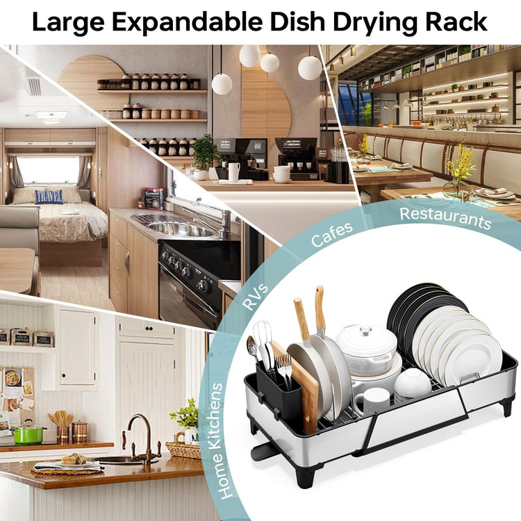 Large Expandable Dish Drying Rack for Kitchen Counter