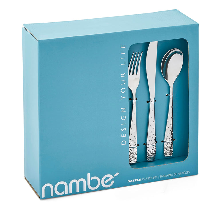 Dazzle 45 Piece Flatware Set Service for 8 Plus Butter Knife