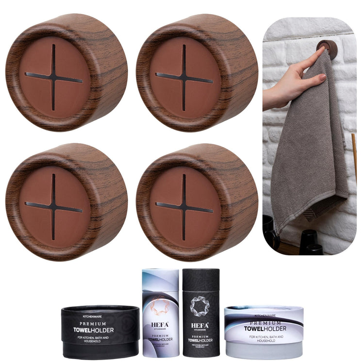 Towel Holder & Hooks (4 Count)