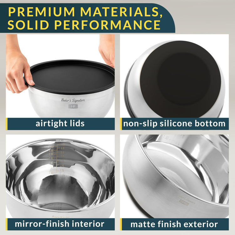 Stainless Steel Mixing Bowls with Lids Set of 5 (5 Count)