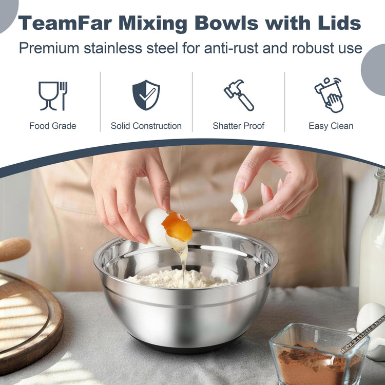 Mixing Bowls Stainless Steel Salad Bowls with Lids