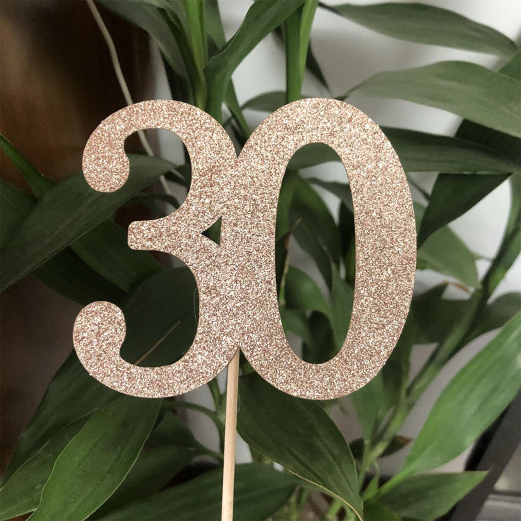 10Pcs Rose Gold 30th Birthday & Anniversary Centerpiece Sticks (10 Count)