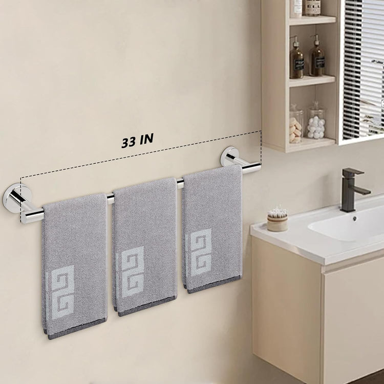 NearMoon Bath Towel Bar, Bath Accessories Thicken Stainless Steel Shower Towel Rack for Bathroom, Towel Holder Wall Mounted (1 Pack, Chrome Finish, 33 Inch)