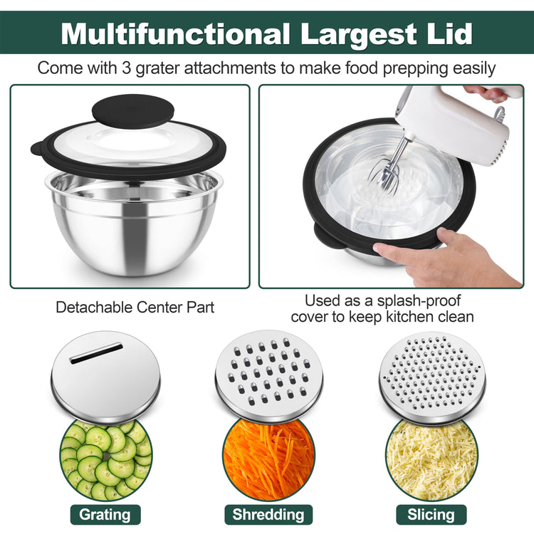 Mixing Bowls Stainless Steel Salad Serving Bowl with Clear Lids (5 Count)