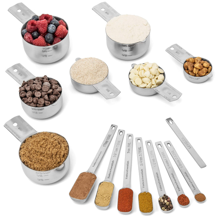 Stainless Steel Measuring Cups and Spoons Set