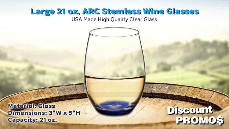 10 ARC Stemless Wine Glasses Set (10 Count)