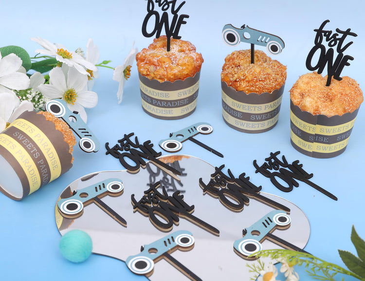 Wooden Race Car Cupcake Topper