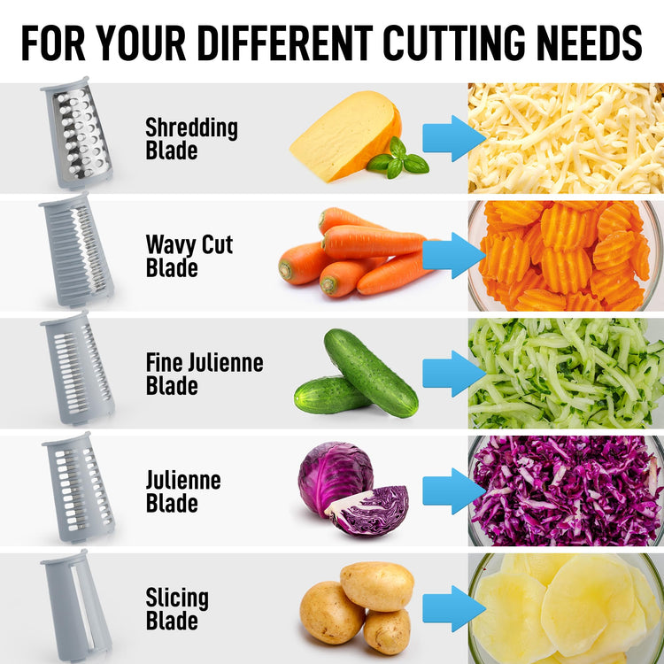 Rotary Cheese Grater 5 Blade Cheese Shredder
