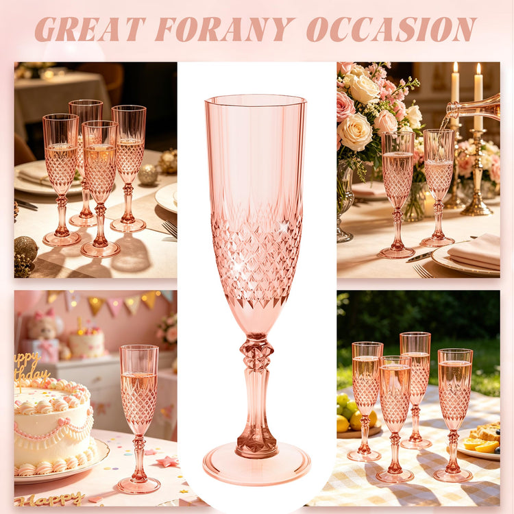 12 Pack Plastic Champagne Flutes (24 Count)