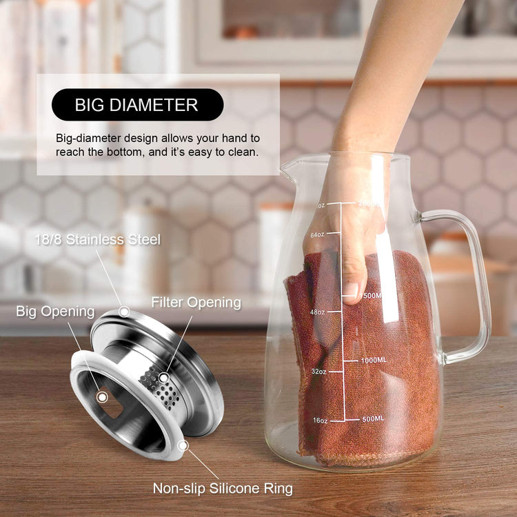 Glass Pitcher with Lid and Handle