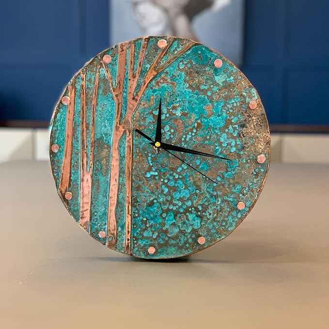Handmade Copper Wall Clock Artisan Touch in Every Piece - Tree of Time Wall Decor Copper Clock for Living Room, Office, Kitchen & Bedroom (Time Circles Tree, 11)