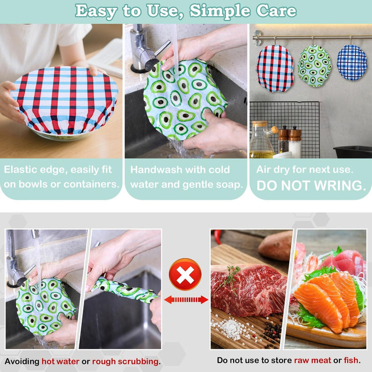 5Pcs Reusable Beeswax Elastic Bowl Covers for Bread Proofing and Food Cover (5 Count)