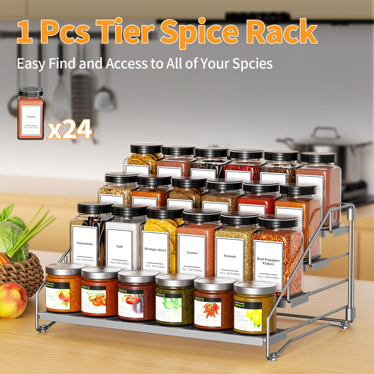 Spice Rack Depth Adjustable Spice Organizer for Cabinet