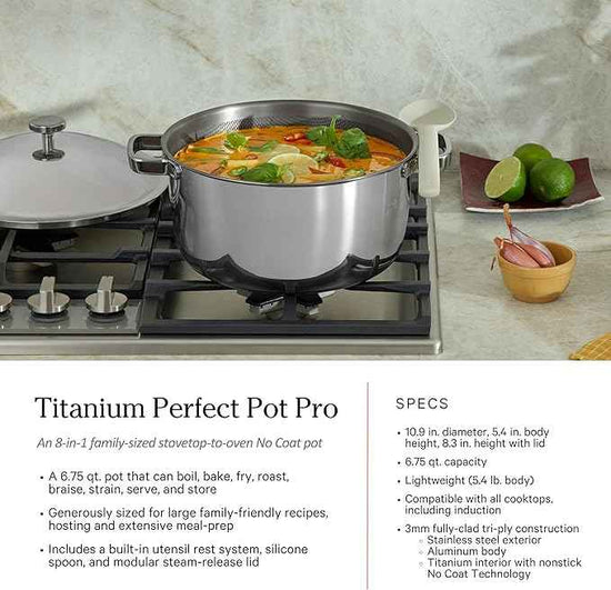 Our Place Titanium Pro Cookware Set | 10-Piece Pots and Pans Set with Always Pan Pro, Perfect Pot Pro & Minis | Non-Toxic No-Coating Nonstick | Induction & Oven-Safe up to 1000°F | Chrome