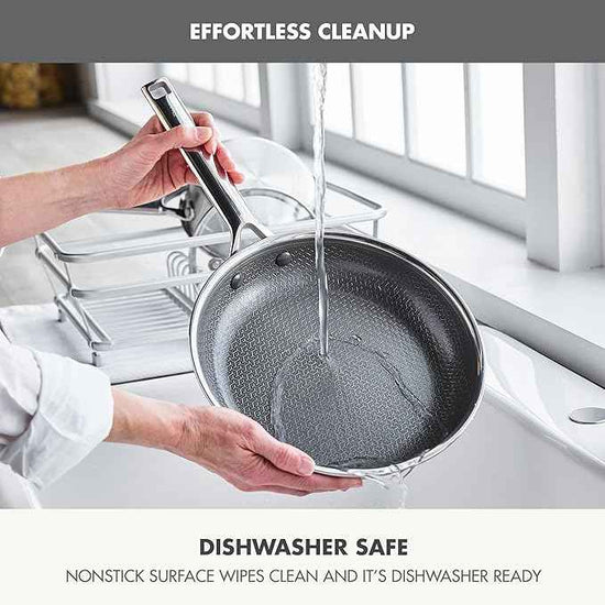 GreenPan Hybrid 9.5” & 11” Nonstick Stainless Steel Frying Pan Set, APEX Tri-Ply Thermobond PFAS-Free Ceramic Skillets, Induction & All Cooktop Compatible, Oven Temp to 850°F, Dishwasher Safe, Silver