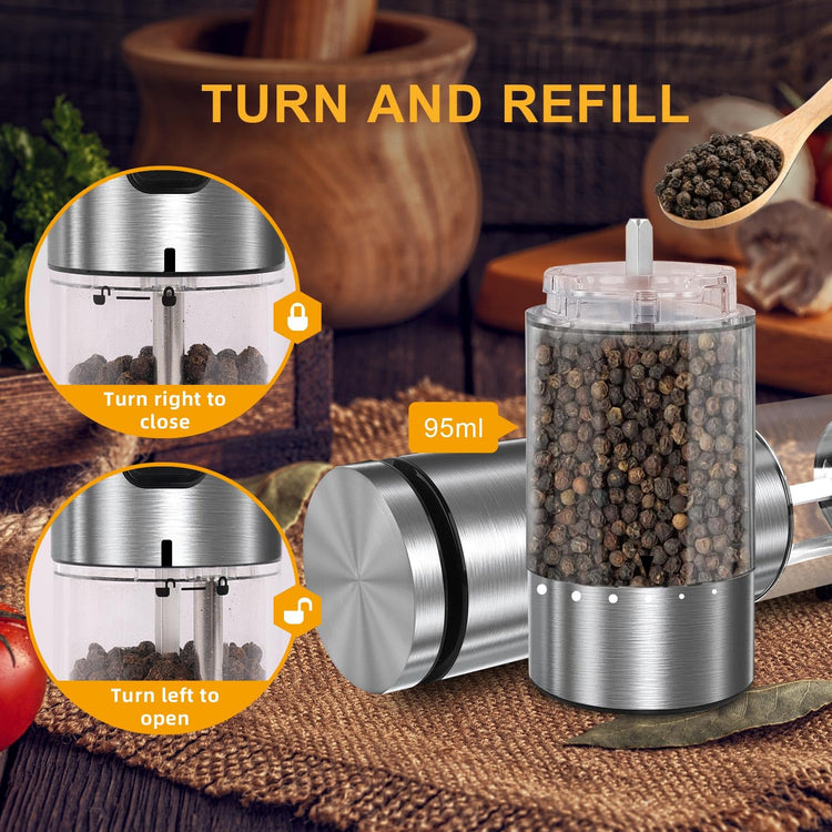 Electric Salt and Pepper Grinder Set USB Rechargeable