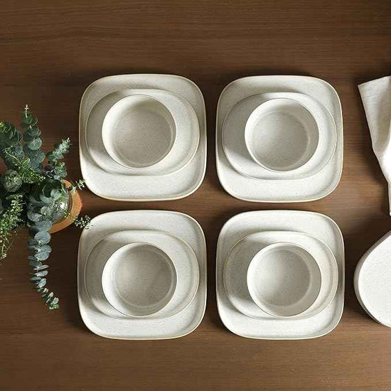 Stone Lain Cairo 24-Piece Dinnerware Set Stoneware, Plates and Bowls Set, Microwave and Dishwasher Safe, Includes Dinner and Salad Plates, Cereal Bowls, Dish for 8, White Speckled