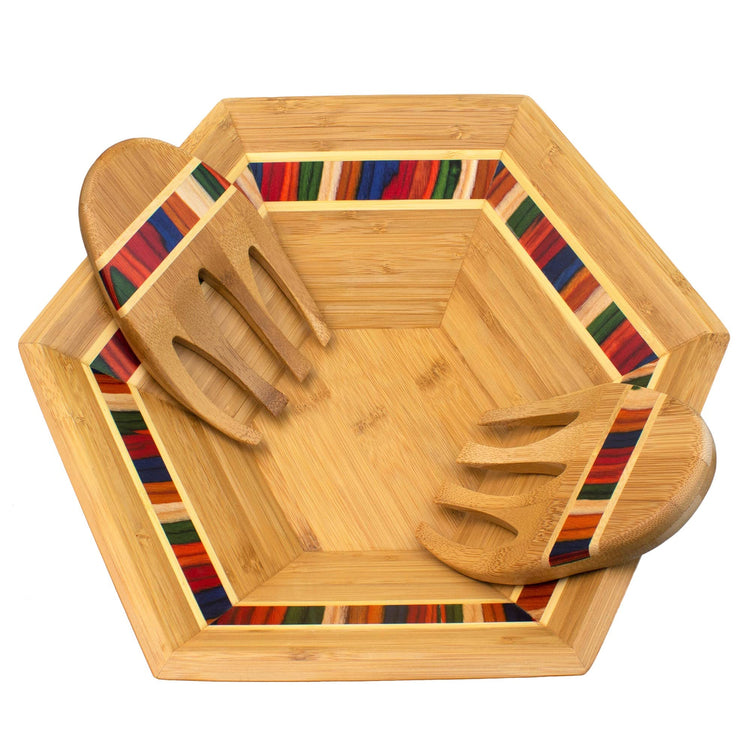 Baltique Marrakesh Collection 14" Salad Serving Bowl with Salad Hands