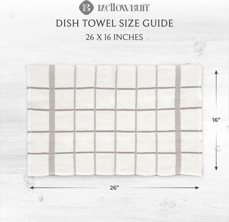 100% Cotton Terry Dish Towels, 4 Pack 16 x26 Inches, Super Soft and Absorbent Kitchen Towels, Perfect for Kitchen Cleaning and Dish Washing | Light Gray - Nestoria