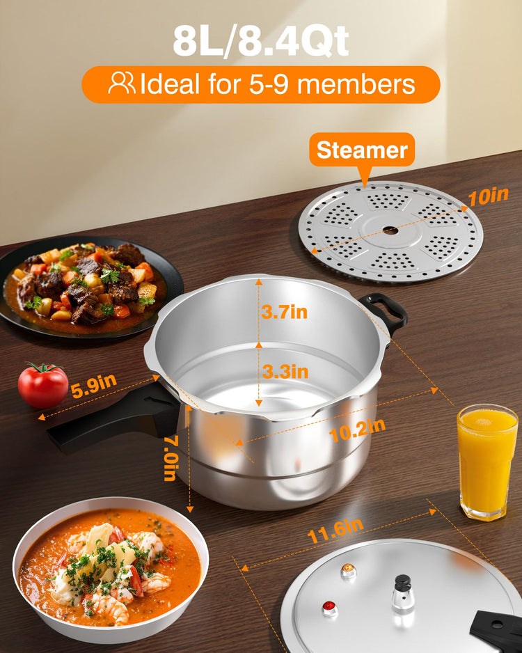 8Qt Aluminum Pressure Cooker w