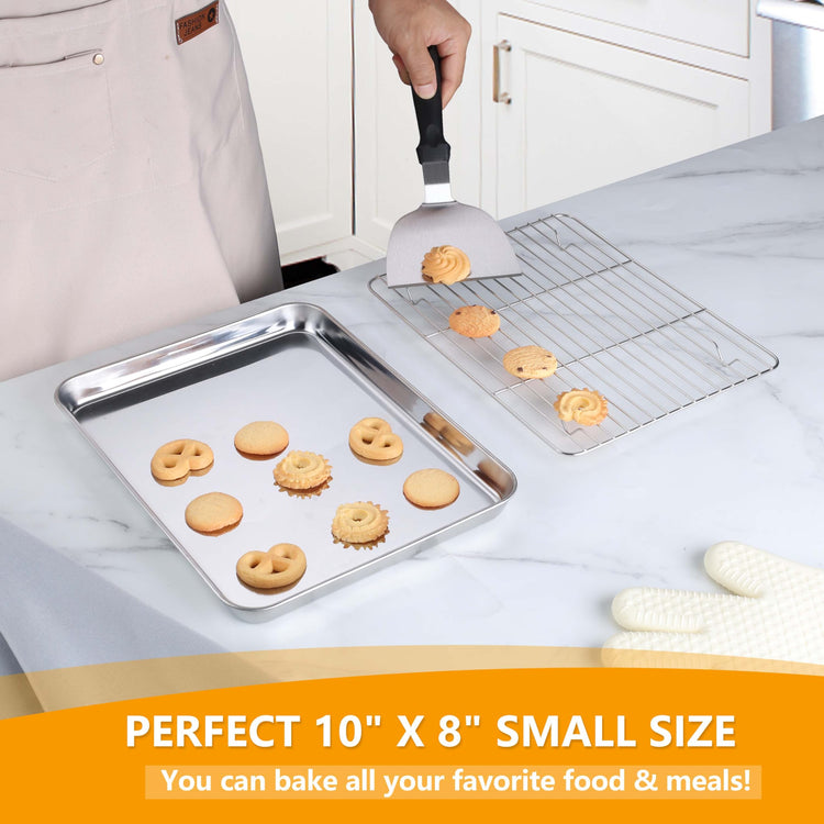 Small Baking Sheet with Wire Rack for Toaster Oven