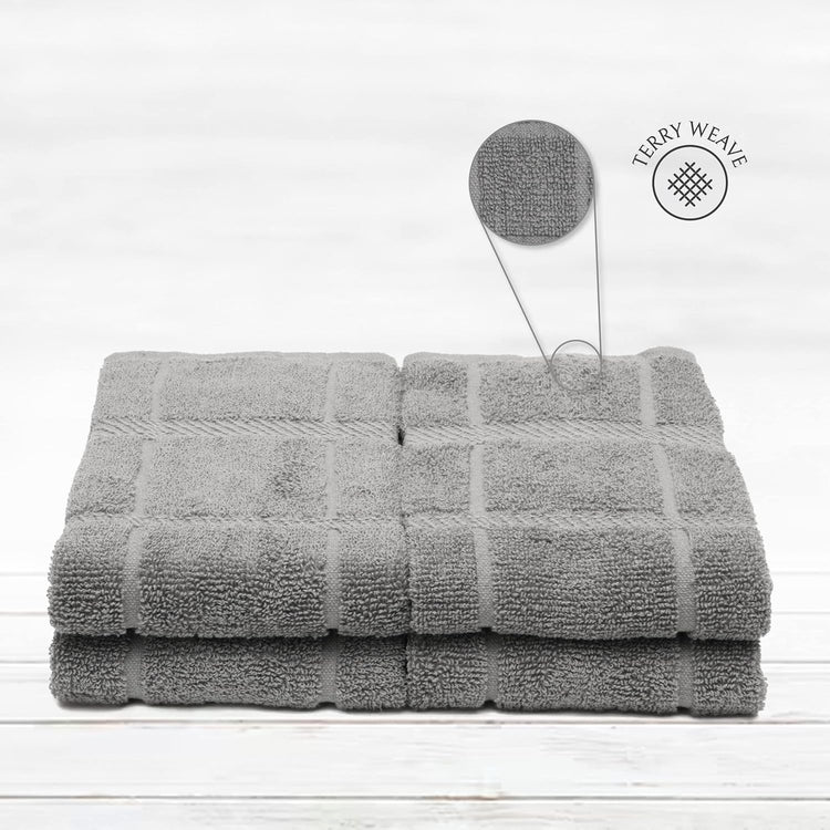 100% Cotton Terry Dish Towels, 4 Pack Plain, 16 x26 Inches, Super Soft and Absorbent Kitchen Towels, Perfect for Kitchen Cleaning and Dish Washing | Light Gray - Nestoria
