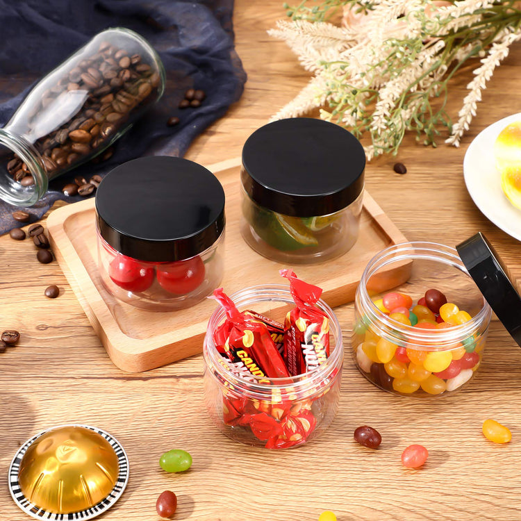 6 Pack 5 oz Plastic Jars Containers with Lids Wide (6 Count)
