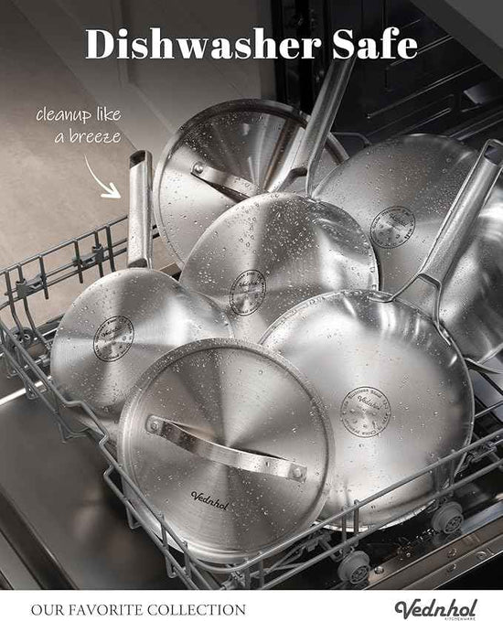 Stainless Steel Cookware Set, 8 Pcs Tir-Ply Pots and Pans Set, PFOA&PTFE Free, Dishwasher&Oven Safe, Kitchen Induction Compatible, ollas de acero inoxidable para cocinar