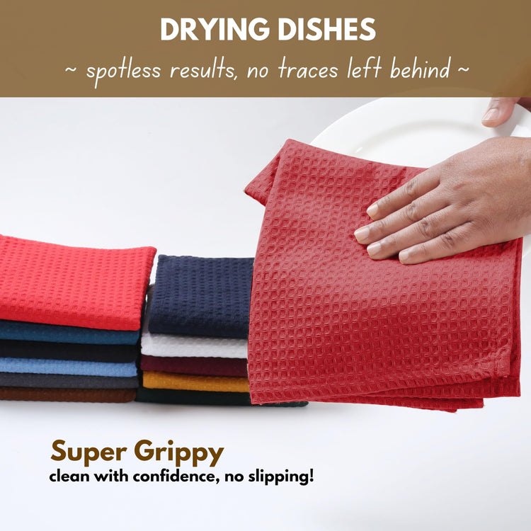 Waffle Weave Dish Towels 12 Pack (12 Count)
