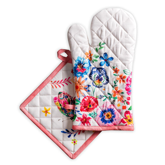 100% Cotton Oven Mitt & Pot Holder Set