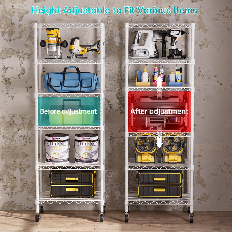 6 Small Wire Shelves Kitchen Pantry Close Home Organizers and Storage Bathroom Shelf Laundry Room Organization Adjustable Book Metal Garage Shelving Unit (6 Count)