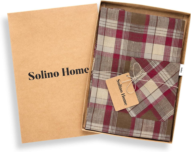 Solino Home Linen Bib Apron for Men & Women - Rustic Multicolor Kitchen Apron with Front Pockets - Handcrafted from European Flax