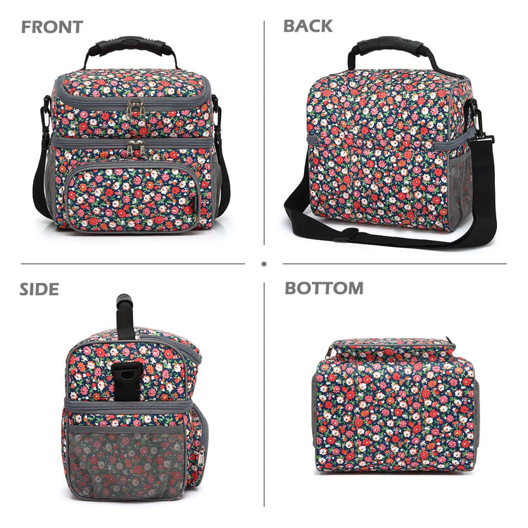 Double Layer Cooler Insulated Lunch Bag Adult Lunch Box Large Tote Bag for Men (2 Count)