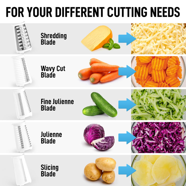 Rotary Cheese Grater 5 Blade Cheese Shredder