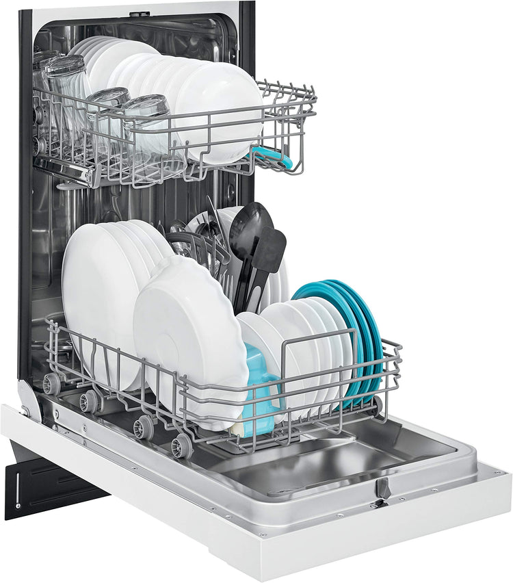 18 in. ADA Compact Front Control Dishwasher in White with Dual Spray Arms