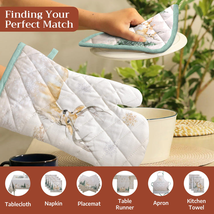 100% Cotton Oven Mitt & Pot Holder Set