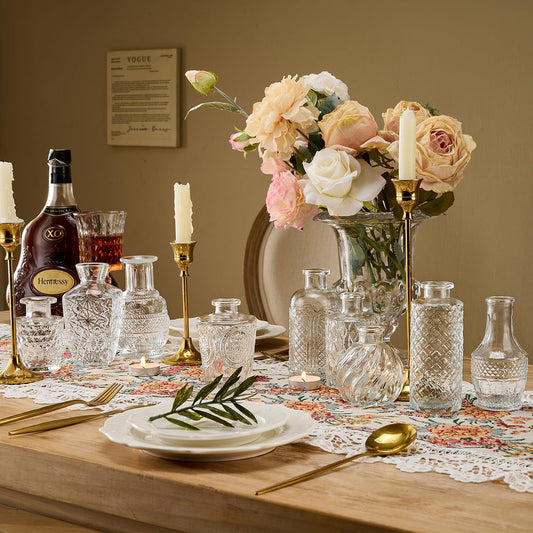 Glass Bud Vase Set of 33 Pcs Small Minimalist Vases for Flowers, Vintage Rustic Home Decor for Table Centerpiece Wedding Party, Modern Clear Aromatherapy Bottle for Living Room Bedroom