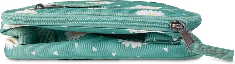 PackIt Freezable Classic Lunch Box, Daisy Sage, Built with ECOFREEZE Technology, Collapsible, Reusable, Zip Closure With Zip Front Pocket and Buckle Handle, Designed for Fresh Lunch On the Go