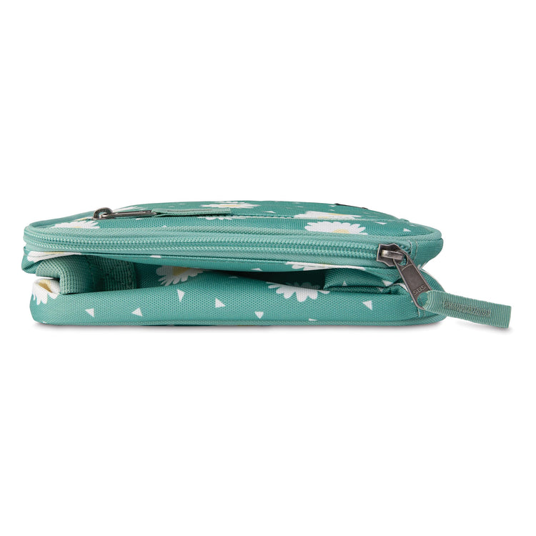 R) Freezable Classic Lunch Box, Daisy Sage, Built with EcoFreeze(R) Technology, Collapsible, Reusable, Zip Closure With Zip Front Pocket and Buckle Handle, Designed for Fresh Lunch On the Go