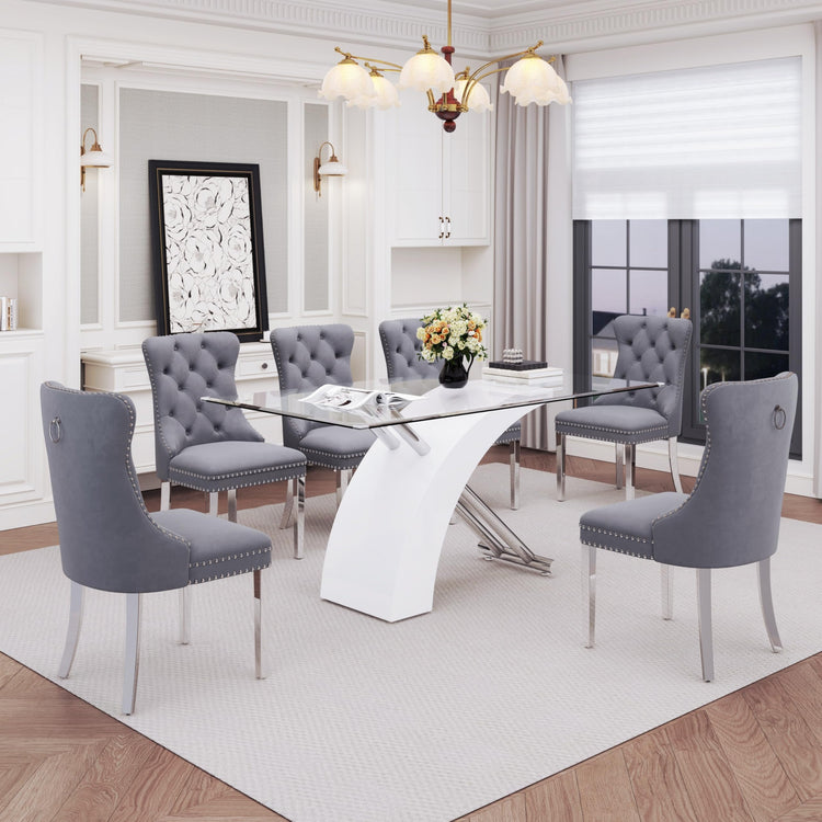 7 Piece Glass Dining Table Set for 6 (7 Count)