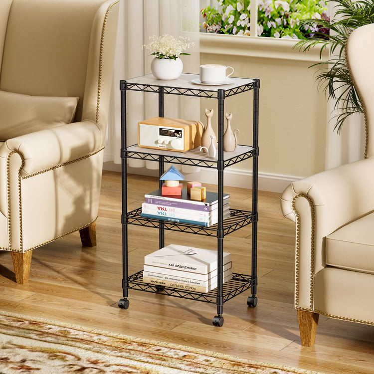 Small Wire 4 Adjustable Shelves Pantry Metal Shelf Floor Organizer