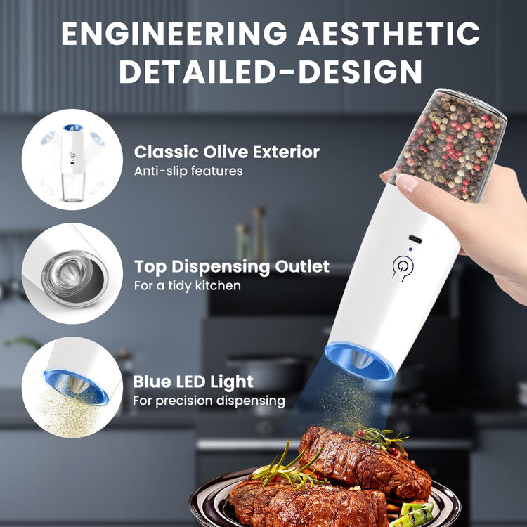 Rechargeable Electric Salt And Pepper Grinder Set (2 Count)