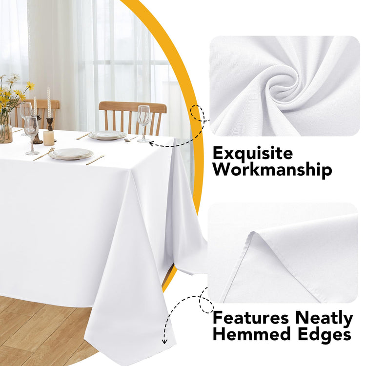 10 Pack White Tablecloths for Rectangle Tables