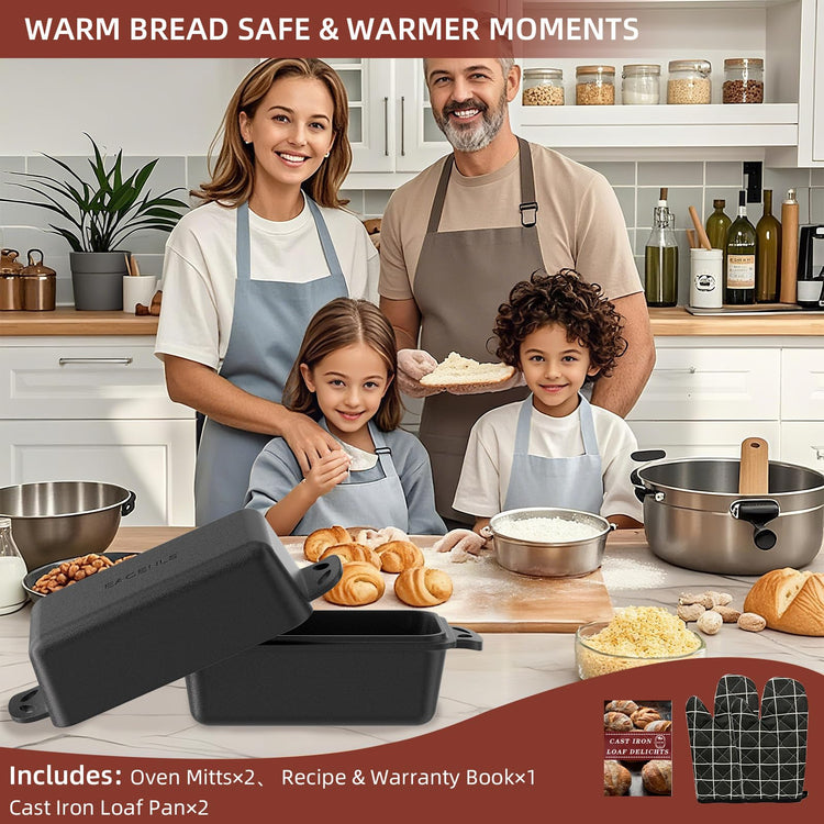 9×5 Inch Cast Iron Loaf Pan with Lid (2 Count)
