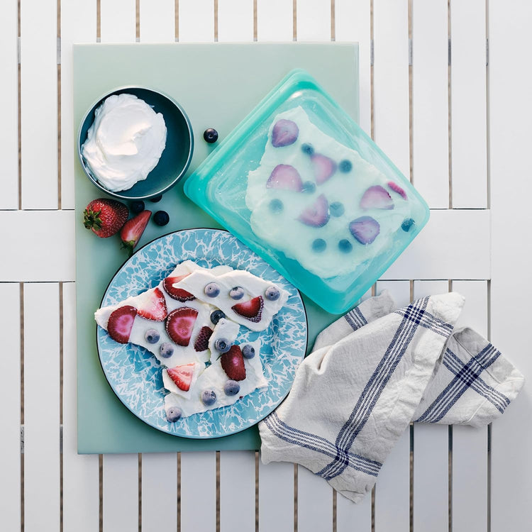 Stasher Premium Silicone Reusable Food Storage Bags, 4-Pack, Aqua, Multi-Use Food Storage Bags, Lunch Bag, Travel Containers, BPA Free, Leak-free, Dishwasher-Safe, Eco-friendly